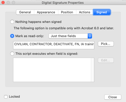 Adobe Signature Field Read-Only Properties